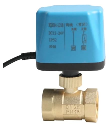MPYJDTOI 1/2" 3/4" 1" 2" Normalerweise geschlossener motorisierter Kugelhahn 220V 12V 24V 2-Draht-Messing-Elektrokugelhahn Ersetzen Sie das Magnetventil(1",12VDC_Normally Open) von MPYJDTOI