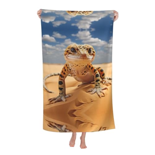 MQGMZ Strandtuch mit Leoparden-Gecko-Druck, 81,3 x 132,1 cm, Mikrofaser, sanddicht, Pool-Handtuch für Hochzeit, schnell trocknendes Handtuch, Geschenke von MQGMZ