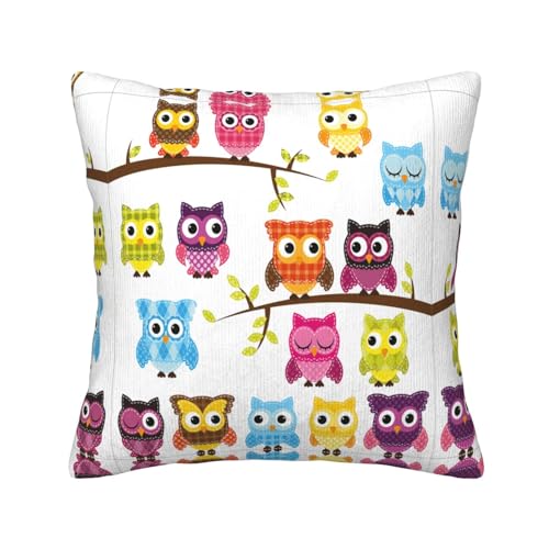 MQGMZ Weiche Kissenbezüge mit Eulen auf Baumzweigen, aus Cord, dekorative Kissenfüllung für Sofa und Couch von MQGMZ