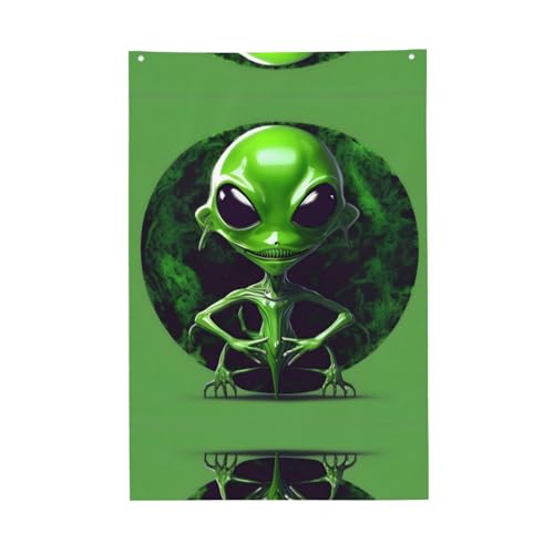 Mqgmz Grüne Gartenflagge mit Alien-Druck, Heimdekoration, 6 x 0,9 m, saisonale Flaggen, Terrasse, Briefkasten, Veranda oder Veranda von MQGMZ