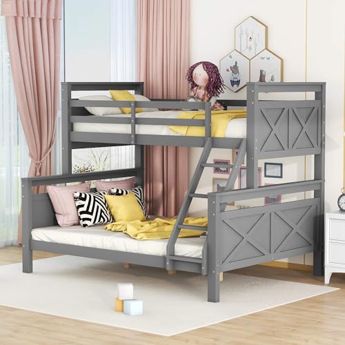 MQGPM Etagenbett 90x200 und 140x200 cm mit Lattenrost und Rausfallschutz, Stockbett Holzbett mit Leiter, Bett für Kinder und Jugendliche, Grau MQGPM Etagenbett 90x200 und 140x200 cm mit Lattenrost und Rausfallschutz, Stockbett Holzbett mit Leiter, Bett für Kinder und Jugendliche, Grau von MQGPM