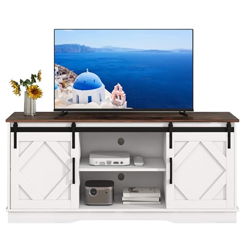 MQGPM TV-Schrank, für unter 65-Zoll-Fernseher, TV-Ständer mit 2 Schubladenn, Fernsehschrank mit Verstellbaren Ablagen und Verstärktem Boden, TV Sideboard, für Schlafzimmer Wohnzimmer Esszimmer von MQGPM