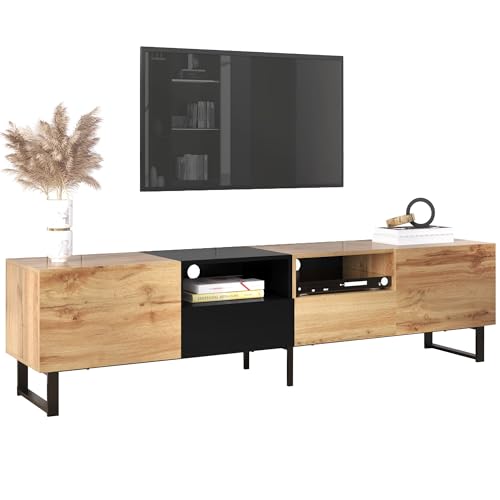 TV-Schrank Fernsehschrank für Unter 85-Zoll, Lowboard Fernsehtisch mit 2 Türen und Offenes Ablagefach, TV Sideboard mit Vielseitige Schubladenboards, Moderner TV Möbel, für Wohnzimmer und Esszimmer von MQGPM