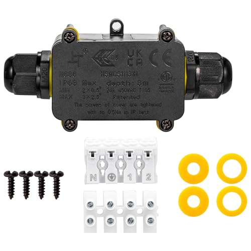 Abzweigdosen Wasserdichter IP68 2-Wege-Anschlussdose für Outdoor Erdkabel Klemmdose Abzweig Dose Kabelanschlußdose Verteilerdose, Kabelverbinder Ø 4mm-11mm (1) von MQIGO
