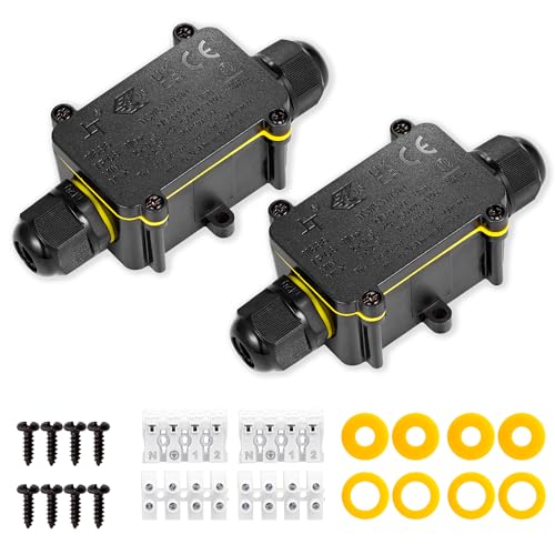 Abzweigdosen Wasserdichter IP68 2-Wege-Anschlussdose für Outdoor Erdkabel Klemmdose Abzweig Dose Kabelanschlußdose Verteilerdose, Kabelverbinder Ø 4mm-11mm (2) von MQIGO