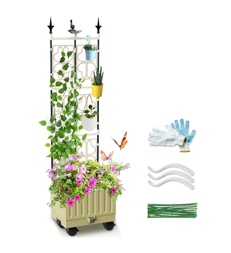 MQJIAZHI Kunststoff Pflanzkasten mit Metall Rankhilfe Hochbeet Rankhilfe Pflanzkasten für Tomaten Kletterpflanze Outdoor Erhöhter Pflanzkasten Sichtschutz für Terrasse Balkon MQJIAZHI Kunststoff Pflanzkasten mit Metall Rankhilfe Hochbeet Rankhilfe Pflanzkasten für Tomaten Kletterpflanze Outdoor Erhöhter Pflanzkasten Sichtschutz für Terrasse Balkon von MQJIAZHI