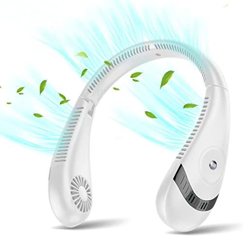 Verbesserter Hals Ventilator, 5000mAh Faltbare Tragbarer Nackenventilator, 3 Geschwindigkeiten USB Ventilatoren Leise Mini Ventilator Bladeless Halsventilator mit LED-Anzeige, 360° Luftstrom Neck Fan Verbesserter Hals Ventilator, 5000mAh Faltbare Tragbarer Nackenventilator, 3 Geschwindigkeiten USB Ventilatoren Leise Mini Ventilator Bladeless Halsventilator mit LED-Anzeige, 360° Luftstrom Neck Fan von MQLAE