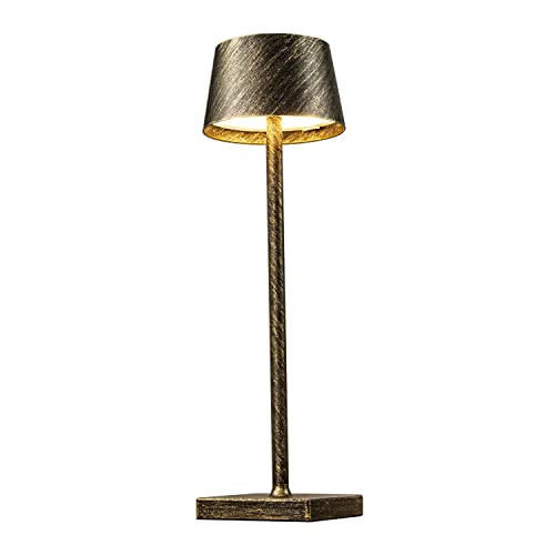 MQLOON Kabellose Tischlampe, Dimmbare Tischlampen, Lampenschirm Metall Vintage, Zum Gebrauch im Freien und in Geschlossenen Räumen von MQLOON