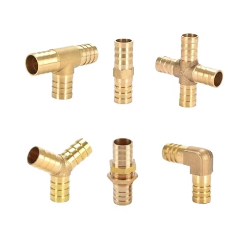 Messingrohrverschraubungen Kupferpagodenverbinder Rohrverschraubungen 2 3 4-Wege gerade L Dreiwege Y-förmig Vierwege 4/6/8/10/12/16/19mm(2Way,14MM) von MQNNCNZY