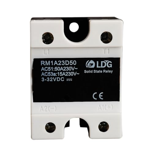RM1A23D50 2SCR SMD 1-Phasen-Wechselstrom-Halbleiterrelais, Ausgang: 50 A / 24–280 V Wechselstrom, Eingang: 3 V, 3,3 V, 5 V, 12 V, 24 V, 32 V DC, SSR-Relais-Schaltmodul von MQNNCNZY