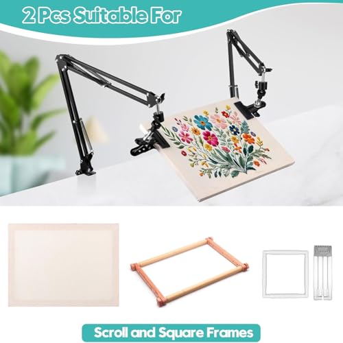 MQODLFP 2-Teiliger Verstellbarer Stickrahmenständer, Handstickrahmenständer, Metall-Stickrahmenständer, Zusammenklappbarer Handstickständer von MQODLFP