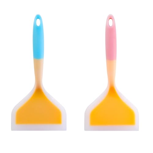 MQODLFP 2 breite Silikon-Spatel, hitzebeständiges Silikon-Spatel-Set, Küchenspatel für Pfannkuchen und mehr, flexibler Pfannenwender, Gesamtlänge ca. 25 cm von MQODLFP