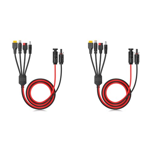 MQODLFP 2 x 4-in-1-Solarpanel-Verlängerungskabel, Splitter für Anderson-Stecker, DC-Adapter, Netzstecker XT60 Buchse von MQODLFP