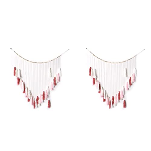 MQODLFP 2X Makramee Wand Behang Großer Makramee Wand Behang mit Perlen Bohemian Wand für Schlafen und Wohnen Rosa von MQODLFP