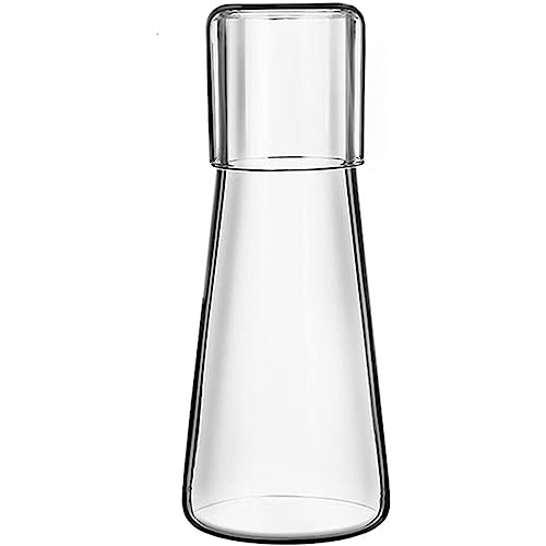 MQODLFP 3 x transparente Nachttisch-Wasserkaraffe mit Trinkglas für Schlafzimmer, Nachttisch, Wasserkaraffe mit Glas, mit Tassen-Set von MQODLFP