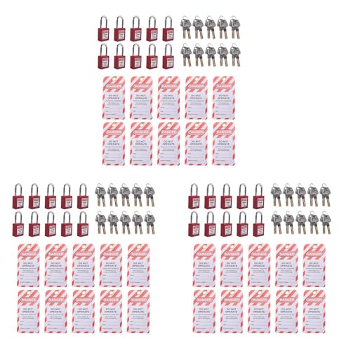 MQODLFP 30 rote Lockout-Tagout-Schlösser mit 30 Lock-Out-Tag-Out-Etiketten, verschiedene Schlüssel, konforme Sicherheitsschlösser (rot, unterschiedlich schließend) von MQODLFP