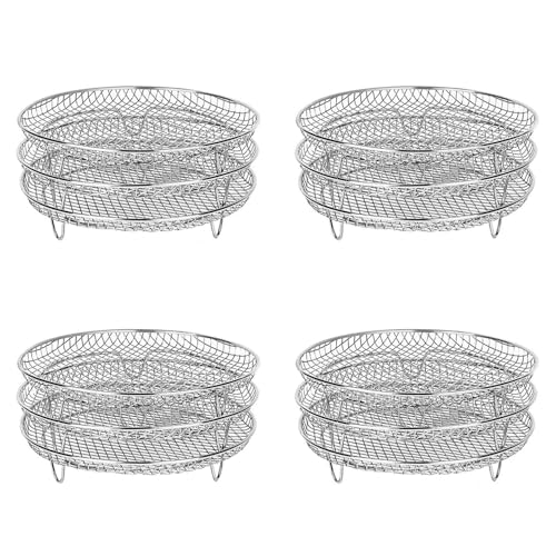 MQODLFP 4 x Luftfritteuse, drei stapelbare Dörrschränke für Gowise Edelstahl-Fritteusen-Gestell, passend für alle 4,2–5,8 QT von MQODLFP