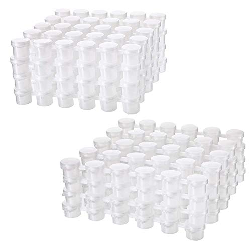 MQODLFP 48 Streifen leere Farbstreifen, Farbbecher, Töpfe, transparente Aufbewahrungsbehälter, Malerei, Kunst, Bastelbedarf, 144 Töpfe, 2 ml und 5 ml von MQODLFP
