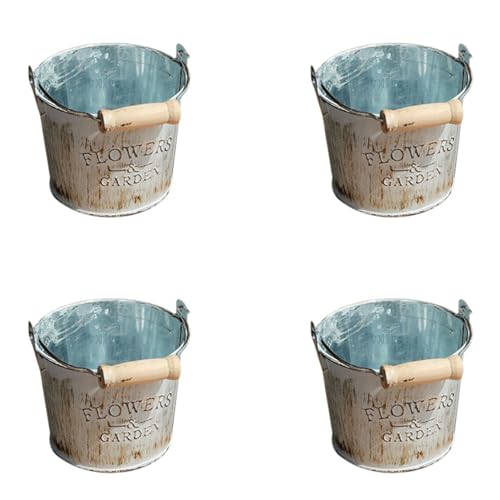 MQODLFP 4X Dekorativer Metallhandwerkseimer des Landes Retro- Alter Metallblumenblumeneimerblume Kreativer Hauptdesktop Kleinen Blumentopfes von MQODLFP