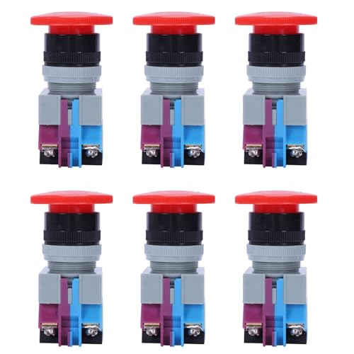 MQODLFP 6 x AC 600 V 10 A roter Pilz-Not-Aus-Druckknopfschalter, 22 mm, NO NC von MQODLFP