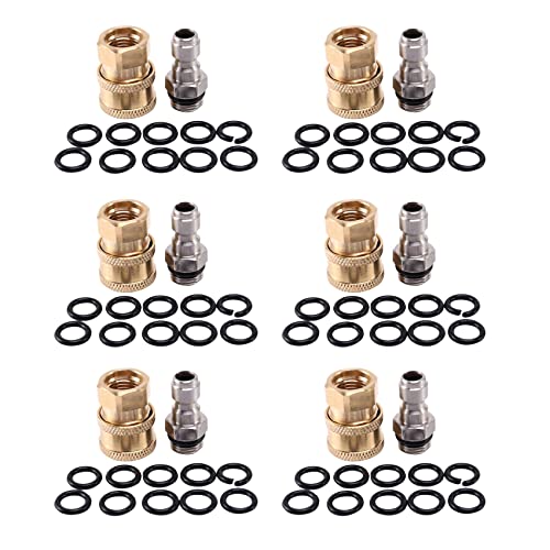 MQODLFP 6 x Hochdruckreiniger-Adapter-Set, 6,35 mm (1/4 Zoll), Schnelltrenn-Set mit 60 O-Ringen, 5000 psi von MQODLFP