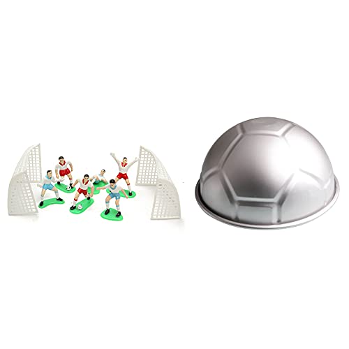 MQODLFP 8 x Fußball-Kuchenaufsatz, Spieler-Dekorationswerkzeug und 1 x halbrunde 3D-Kugelform, 20,3 cm MQODLFP 8 x Fußball-Kuchenaufsatz, Spieler-Dekorationswerkzeug und 1 x halbrunde 3D-Kugelform, 20,3 cm von MQODLFP