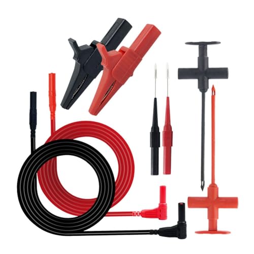 MQODLFP Multimeter-Messleitungs-Set mit Krokodilklemmen, Durchstichsonde, Draht-Piercing-Testhaken, professionelle elektrische Prüfung von MQODLFP