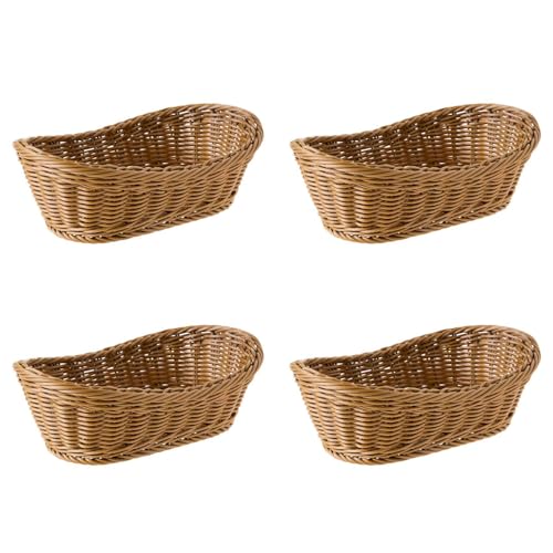MQODLFP Ovaler Weidenkorb, Brotkorb, Servierkorb, 27,9 cm, 4 Stück von MQODLFP