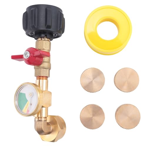 MQODLFP QCC1 Propan-Nachfüll-Ellenbogen-Adapter-Set mit Propan-Tankanzeige, 90 Grad Nachfülldruckadapter-Set mit ON-OFF-Steuerventil von MQODLFP