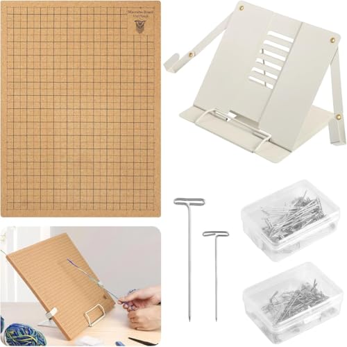 MQODLFP Quastenbrett mit Ständer und Nadel, Verstellbarer Ständer, Doppelseitiges Handgewebtes Netzbrett für Handgefertigte Armbänder, Untersetzer von MQODLFP