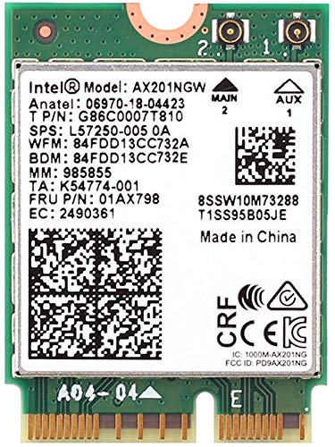 MQUPIN Wireless Netzwerkkarte Dual Band AX201NGW 2,4 Gbps 802.11ax Wireless Intel AX201 WiFi Card Bluetooth 5.0 für Windows 10, 64-Bit, Google Chrome OS, Linux (5.2 Kernel System Oben) von MQUPIN