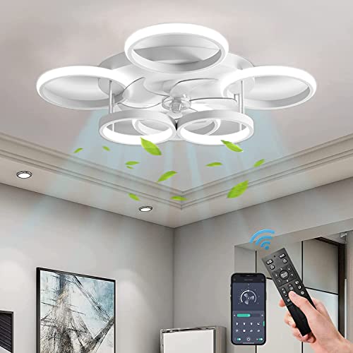 MQW Deckenventilator Mit Beleuchtung,led Deckenleuchte Mit Ventilator Fernbedienung Und APP Leise,48W Dimmbare Deckenlampe Timer Lampe Mit Ventilator Für Schlafzimmer Wohnzimmer Esszimmer Licht,65cm von MQW