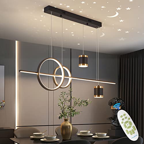 MQW Pendelleuchte esstisch Dimmbar LED Hängelampe schwarz Moderne Hängeleuchte mit Fernbedienung Pendellampe linear Design Hängend esszimmerlampe höhenverstellbar Esstischlampe, Schwarz(L100cm/48W) von MQW