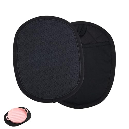Dicke Topflappen Silikon zum Reingreifen, 2 Stück Topfhandschuhe hitzebeständige Ofen-Heißpads mit Taschen Rutschfester Ofenhandschuh zum Kochen und Backen(Schwarz) von MQWDGJ