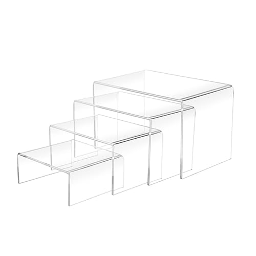 MQWDGJ Acryl-Display-Ständer, 4 transparente, rechteckige Acryl-Präsentationsständer für Figuren, Buffets, Cupcakes und Schmuck MQWDGJ Acryl-Display-Ständer, 4 transparente, rechteckige Acryl-Präsentationsständer für Figuren, Buffets, Cupcakes und Schmuck von MQWDGJ