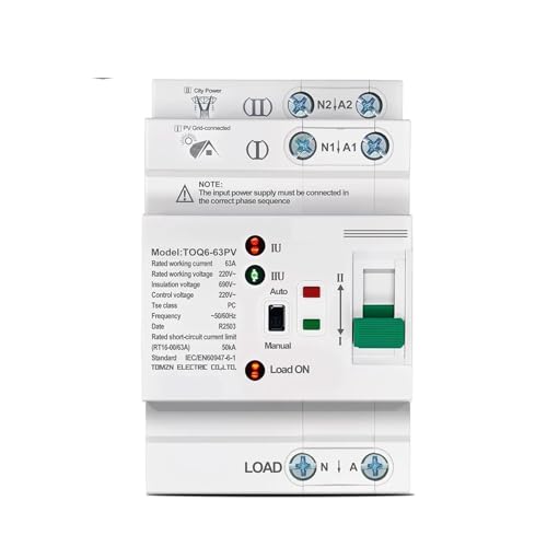 1pc Din Rail ATS L N 220V Small Dual Power Automatic Transfer Electrical Selector Switches 2P 63A TOQ6 PV MQXFCZUX von MQXFCZUX