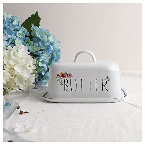 Butterdose-Vintage-Stil Emaille/ Butterdose mit Deckel für 250 g Butter von MQXYLF