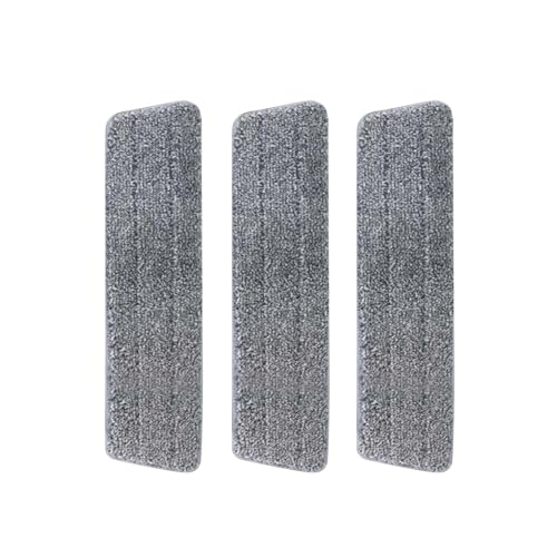 Mop Pads,3 Stück Mop Microfaser Reinigung Pads,Wischmopps Waschbar,für Holzböden, Fliesen, Marmor, Lackierte Oberflächen (Grau,Breite von 10cm) (45cm) von MQZHUK