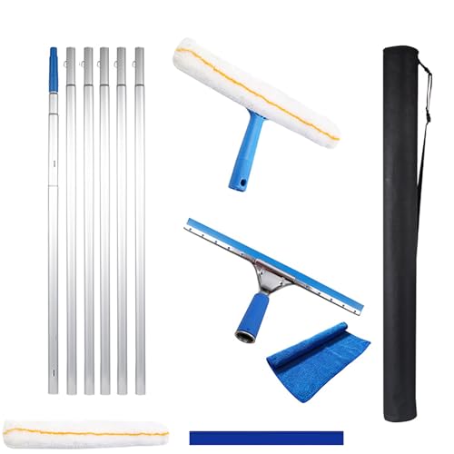 Professioneller Fensterabzieher, Fensterreinigungsset Spleißbar Lang verstellbar 6m Duschabzieher Edelstahl Abziehlippe 35cm für Innen und Außenbereiche Hohe Fenster Garage Garten WeiB Professioneller Fensterabzieher, Fensterreinigungsset Spleißbar Lang verstellbar 6m Duschabzieher Edelstahl Abziehlippe 35cm für Innen und Außenbereiche Hohe Fenster Garage Garten WeiB von MQZHUK