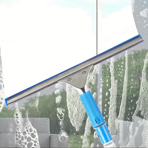 Window Squeegee as a Combination Set, Fensterwischer Gummilippe 45cm 500g Fensterputzer Hochwertige Gummilippe Extra Langlebiger für DuschtüR GroßE Fenster Fliesen Spiegel Haar Staub Blau von MQZHUK