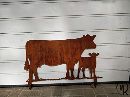 MR-Metalldesign Gartenstecker Angus Rind mit Kalb 77x50cm von MR-Metalldesign