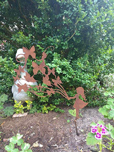 MR-Metalldesign Gartenstecker Mädchen mit Schmetterlingen von MR-Metalldesign