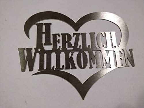 MR-Metalldesign Herzlich Willkommen Hausschild Edelstahl von MR-Metalldesign