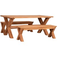 Gartenmöbelset Richmond Teak Tisch & 2 Bänke - Teak von MR. DEKO