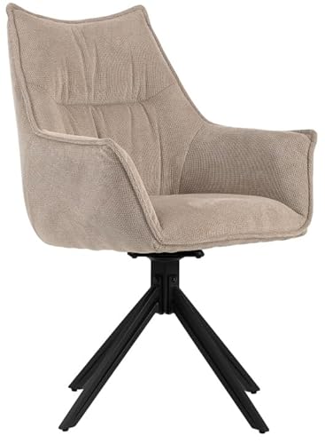 MR. DEKO® Diningsessel Ginosa Beige Drehbar HxBxT: 90x62x66 cm | Esszimmerstuhl mit Metallbeinen | Polsterstuhl mit Armlehnen | Moderner Stuhl für Wohnzimmer und Essbereich von MR. DEKO