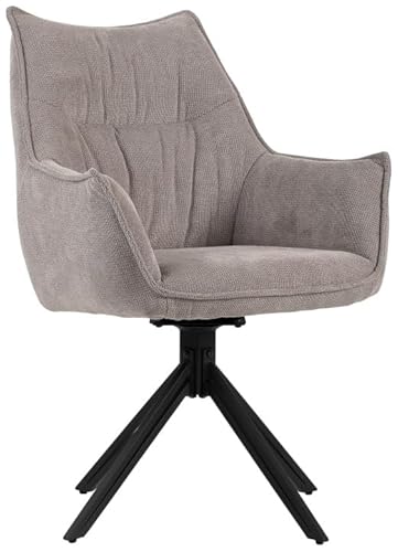 MR. DEKO® Diningsessel Ginosa Light Grey Drehbar HxBxT: 90x62x66 cm | Esszimmerstuhl mit Metallbeinen | Polsterstuhl mit Armlehnen | Moderner Stuhl für Wohnzimmer und Essbereich von MR. DEKO
