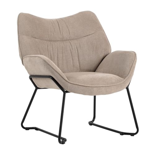 MR. DEKO® Loungesessel Aliano Beige I Bequemer Polstersessel aus Stoff I Moderner Wohnzimmer Sessel mit Armlehnen I Sessel HxBxT 76x73,5x67 cm von MR. DEKO