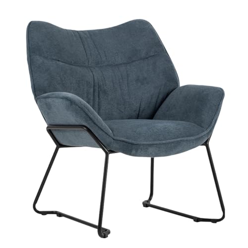 MR. DEKO® Loungesessel Aliano Blau I Bequemer Polstersessel aus Stoff I Moderner Wohnzimmer Sessel mit Armlehnen I Sessel Maße ca. HxBxT 76x73,5x67 cm von MR. DEKO