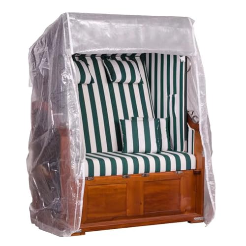 MR. DEKO® Schutzhülle Strandkorb Abdeckhaube PVC Transparent | Size L Größe 125 x 80 x 160 cm (BxTxH) | Strandkorbabdeckung für Strandkörbe wasserdicht & wetterfest | Robuste Abdeckplane für 2-Sitzer von MR. DEKO