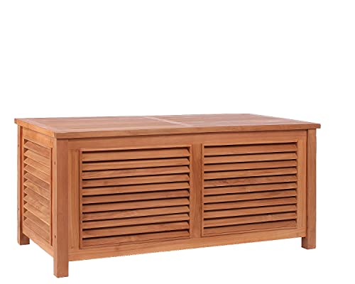 MR. DEKO Aufbewahrungsbox Grande II Teak | Teakholz - Box - Truhe - Aufbewahrungsbox - Kiste - Outdoormöbel | für Balkon, Terrasse, Wintergarten, Garten von MR. DEKO